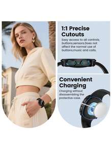 3 In 1 Case With Tempered Glass Screen Protector Compatible With Samsung Galaxy Watch 8/9 40mm 44mm Ultra-Thin Full Coverage Hard PC Anti-Scratch Anti-Slip Anti-Collision High-Definition Protective Case Galaxy Watch 8/9 Protective Shell 44mm 40mm Sports Accessories Classic Watch 9 Watch 8 Unisex, Black/Transparent/Rose Gold/Starlight - Integrated Case and Film - View 6