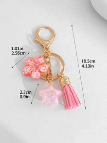 New Demon Eye Pink Heart Resin Keychain Flower Pendant DIY Bag Charm Decoration Best Friend Women's Keychain Gift - Multicolor - View 9