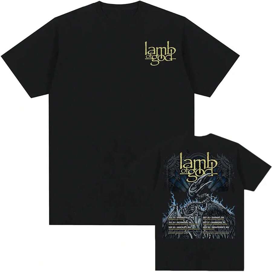 Lamb Of God Tour New T-Shirt Mental Band Graphic Print T-Shirts Short Sleeve Cotton Men's T-Shirt Hip Hop Streetwear Men - White - View 1