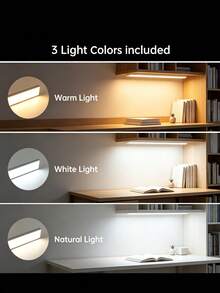 1pc Motion Sensor Wireless LED Light, 3 Color Modes, USB Rechargeable Lamp, Ultra-Thin Smart LED Cabinet Closet Light, Comes With Charging Cable, Suitable For Cabinet, Kitchen, Bedroom, Staircase Lighting - Side-lit 3-color - View 4