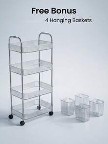 1pc Multi-Layer (2/3/4 Layers) Transparent Multi-Function Trolley, With Swivel Wheels, Convenient And Flexible, Acrylic Material, Suitable For Kitchen, Bathroom, Living Room And Bedroom, Ideal For Storing Cosmetics, Books And Household Items - Multicolor - View 13