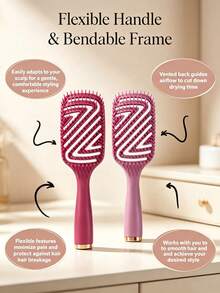 Ventilated Curved Detangling Hair Brush, Fast Drying Hollow Comb With Ergonomic Handle, Heat Resistant Anti-Tangle Brush For Wet Dry Straight Curly Hair, University Essentials, Autumn Hair Tools, Christmas Decorations, Halloween Decorations - Multiple Styles - View 3