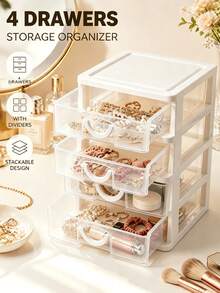4-Layer Drawer Storage Box, Jewelry Box, Desktop Organizer, Suitable For Hair Accessories, Earrings And Other Small Items, Office Storage Box, Jewelry Storage Box, Drawer Makeup Organizer, Autumn Bedroom Decor, Drawer Storage Box, Desktop Organizer - Multicolor - View 11