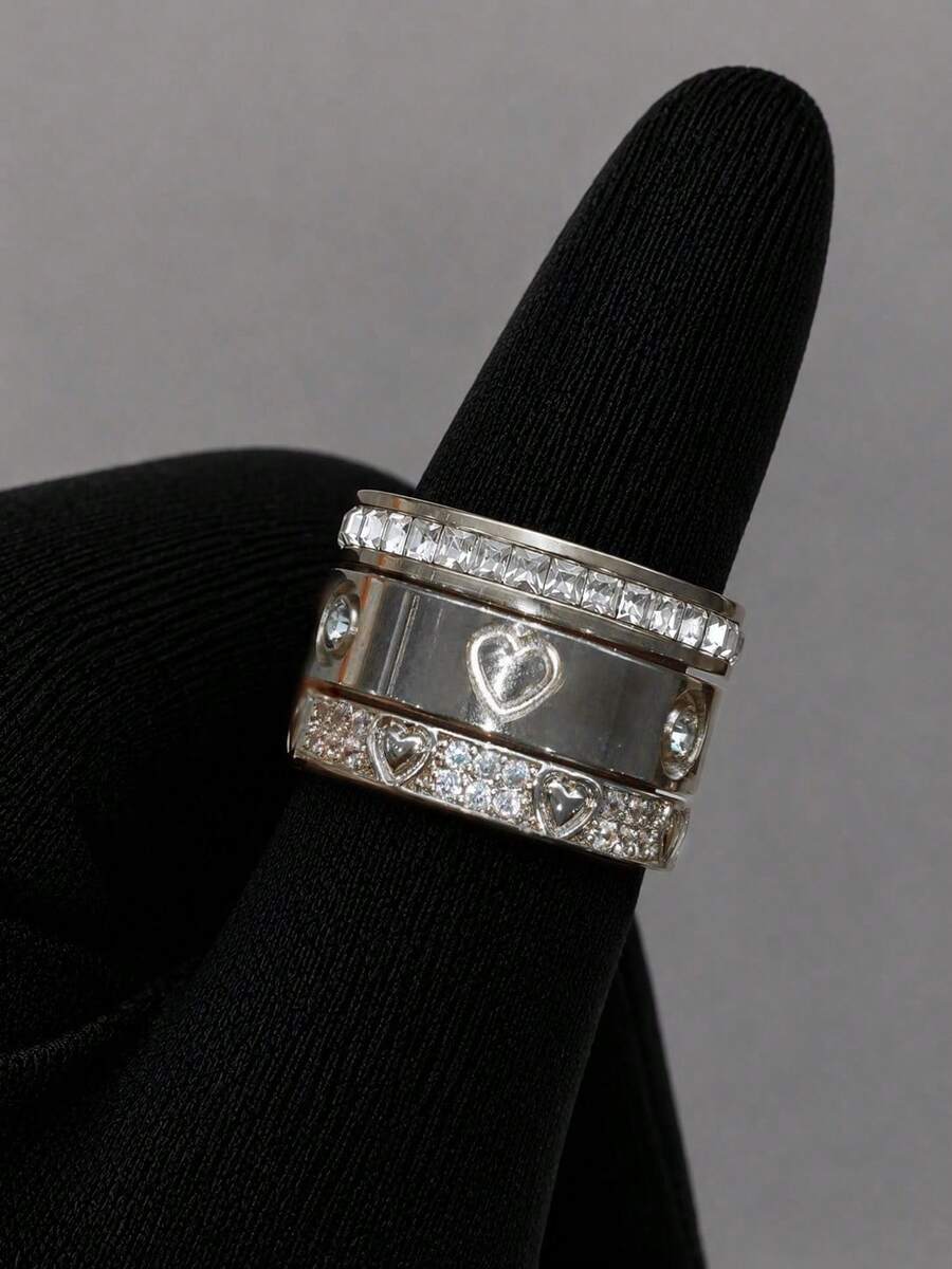1/3Pcs Fashion Elegant Cute 18K Gold Plated Stainless Steel Heart ...