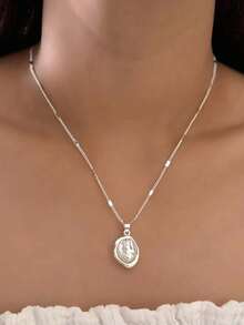 4pcs/Set Fashion Elegant Rayqueen Asymmetrical Baroque Pearl Earrings, Ring, Pendant Necklace Jewelry Set, Suitable For Daily Wear And Parties - Silver - View 3