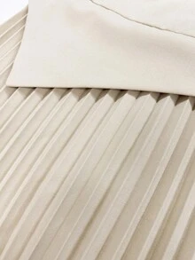 فستان فتيات مراهقات خريفي بلون المشمش بتصميم مطوي وخصر مشدود غير متماثل بقصة A-Line للذهاب للعمل والارتداء اليومي والحفلات الأنيقة - كاكي - مشاهدة 7