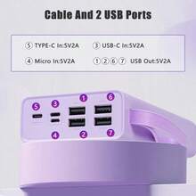 LADAPU 10000/20000/30000mAh超大容量5V2A便携式快充移动电源，高颜值商务简约风格充电器，内置4根电缆，4种模式超亮露营灯，旅行必备，适用于iPhone 6 7 8 X XR 11 12 13 14 15 16 Pro Max适用于iPad、Android手机，送给家人、朋友、孩子、生日、圣诞节、冬季、的礼物适合户外玩耍、购物、旅行、便携式电源超级快速充电，LED电量显示，适用于带有USB和Type-C端口的Android和iPhone设备的便携式充电器，安全稳定的聚合物锂电池。 - 黑色 - 查看 3
