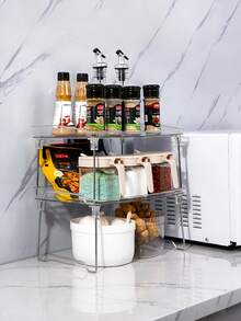 1-2pcs Multi Functional Transparent Folding Storage Rack, Suitable For Kitchen Countertops, Cup Holders, Seasoning Racks, And Bathroom Storage, Practical Storage Rack For Office Desks And Bathrooms - Multicolor - View 1