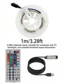 3FT-100FT 智能 RGB LED 燈條,居家裝飾派對裝飾 LED 燈條,DIY 柔性 RGB 燈條,配備 44 鍵遙控器,5V USB 供電 LED 燈條,適用於電視背光照明、女孩房裝飾、節日裝飾和 DIY 佈置(3.28FT/1M 尺寸較短,請根據您的實際需求選擇購買,內置背膠無法貼在粗糙牆面,請小心黏貼!) - 多色-44鍵 - 查看 15
