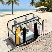 Transparent PVC Beach Bag, Large Capacity Zippered Tote Bag, Waterproof Travel Storage Bag - Multicolor - View 4