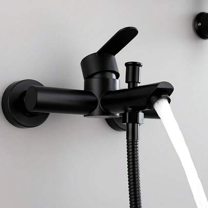 Modern Concealed Installation Shower Tap, Brushed Stainless Steel Wall-Mounted Hot & Cold Faucet Triple Control Valve For Toilet Bath Tub Use