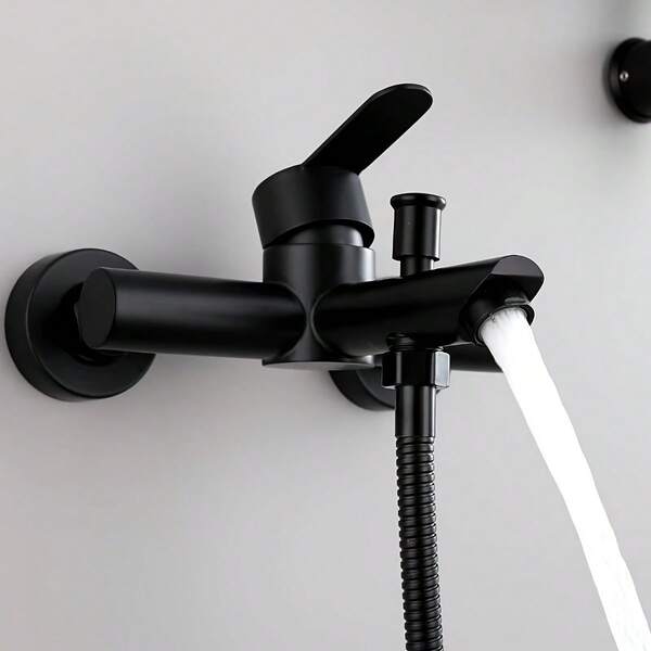 Modern Concealed Installation Shower Tap, Brushed Stainless Steel Wall-Mounted Hot & Cold Faucet Triple Control Valve For Toilet Bath Tub Use
