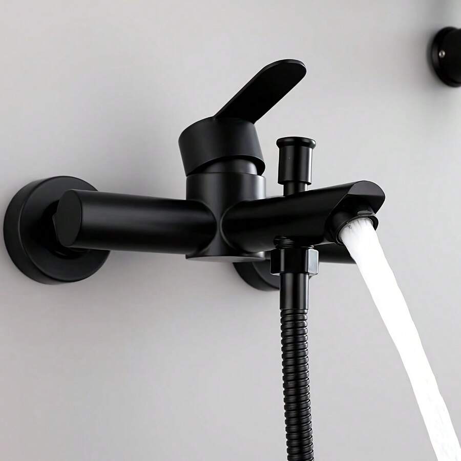 Modern Concealed Installation Shower Tap, Brushed Stainless Steel Wall-Mounted Hot & Cold Faucet Triple Control Valve For Toilet Bath Tub Use