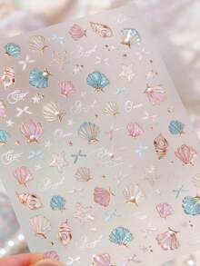 1片 5D夏季奢華海洋貝殼美甲貼紙 曬黑極光色 鮑魚貝 海星 海馬 美甲裝飾貼紙 DIY配件 - 彩色 - 查看 7