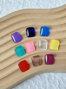 20pcs Japanese Style Glass Beads Nail Art Display Tips, High Transparency 3D Glass Color , Trapezoid Oval Almond Square Round Circle Nail Polish Gel Color Display Board - Multicolor - View 3