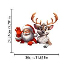 2pcs/Set Merry Christmas English Santa Hat Snowflake Santa Claus Reindeer Combination Car Stickers, Suitable For Cars, Trucks, SUVs, Christmas Cartoon Pattern Holiday Atmosphere Decorative Stickers, Home, Doors, Windows, Glass, Wall Stickers, Window Decals - one-size - View 2
