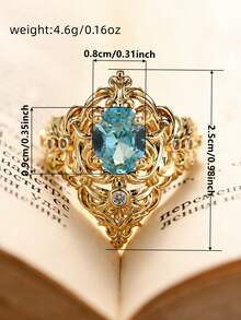 1pc Vintage Cubic Zirconia Ring For Women, Wedding Engagement Party Jewelry, Valentine's Day Gift - 1# - View 8