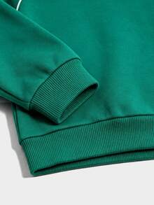 2pcs Kids Green Raglan Tracksuit DTG Skater Life Cool Fox Graphic Print Soft Cotton Breathable Sweatshirt With Side White Stripe - Green - View 4
