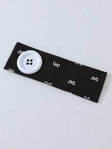 1pc Fashion Women's Dopamine Button Decor Bow Print Pattern Soft Non-Slip Headband, Elastic Yoga Sports Hairband Hair Accessory, Versatile For Daily Wear And Multiple Occasions - Multicolor - View 8