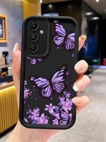 1pc Third Eye Staircase Dark Night Star Moon Butterfly Print Pattern Phone Case, Rose Red Edge Leather Frame Shockproof Soft TPU Protective Cover, Compatible With GALAXY, HONOR, Phones - Black - View 5