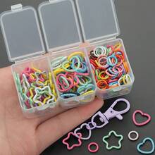 100/200pcs/Box Key Ring Set, Includes Heart-Shaped Embossed And Five-Pointed Star Embossed Closed Rings, Suitable For Braided Painted Embossed Ring Keychains - Multi-color - View 3