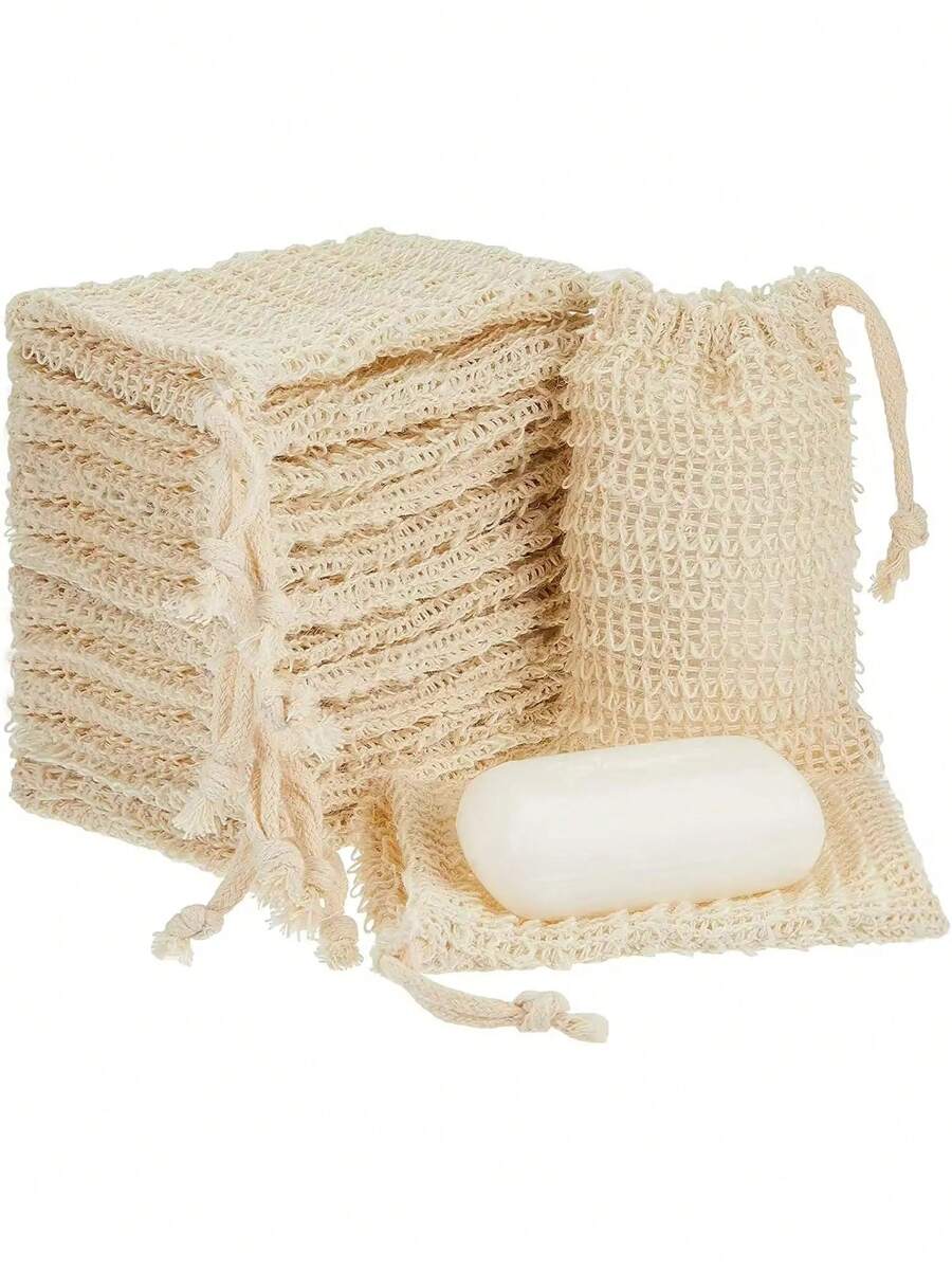 5pcs/10pcs Facial Foam Net - Natural Material, Soft, Breathable, Reusable, Portable Soap Bag, Cotton Soap Bag, Suitable For Bath, Home Beauty And Travel