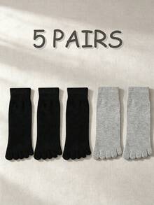 5 Pairs Unisex Breathable Comfortable Toe Separator Mid-Calf Socks, Casual Everyday Wear - Multicolor - View 16