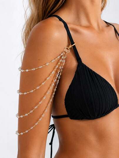 FAAABULS 1pc European And American Fashion Multi-Layer Crystal Shoulder Strap Design Sexy Bikini Women's Accessory