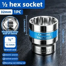 DAIEN Chrome Vanadium Steel Mirror Plated Rust-Proof Thickened Hexagonal Blue Ring, Metric Multi-Size, Automotive Repair Flange Disassembly Machine Repair Motorcycle Furniture Disassembly Specialized Large Socket Head - 1 Pc - View 13