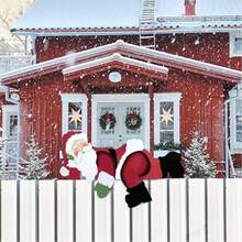 1pc 15.8" Realistic Christmas Santa Fence Peeker, Waterproof Fence Decoration For Christmas Outdoor Garden Yard Fence Decor - Multicolor - View 11