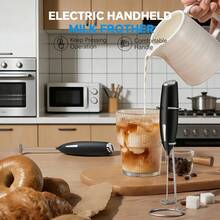 Lalayuan 1pc Mini Electric Handheld Milk Frother With Base, Suitable For Coffee, Matcha, Protein Powder - View 5