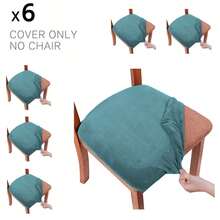 Stretch Soft Velvet Chair Seat Slipcover, Removable Washable Dustproof Chair Cushion Protector, Universal Seat Pad Cover Suitable For Kitchen, Dining Room And Hotel - Multicolor - View 40