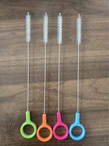 4pcs Heavy Duty Cleaning Brush Set, Extra Long Straw Cleaning Brush, Suitable For Metal And Plastic Reusable Straws, Stiff Bristles, Durable, Cleans Small Gaps, Straws, Cups, Water Bottles, Baby Bottles, Keyboard Gaps, Household Cleaning Tool - Multicolor - View 6