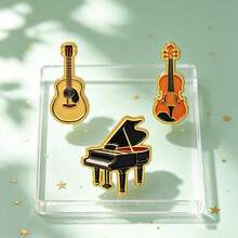 Classic Musical Instrument Enamel Brooch, Guitar Violin Piano Lapel Pin, Music Theme Badge, Suitable For Clothing And Bag Decoration, Best Gift For Music Lovers - Multicolor - View 6