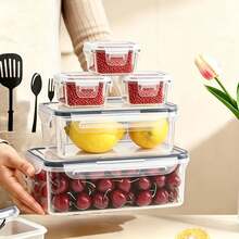 10 Wadah Penyimpanan Makanan dengan Tutup, Pengunci Jepit Kedap Udara, Bahan PP Transparan, Cocok untuk Sayuran, Buah-buahan, Pasta, dll. Dapat Ditumpuk dan Digunakan Kembali, Ideal untuk Mengatur Kulkas, Lemari Makanan, dan Dapur - Merek Awaoko, Hemat Ruang - MultiWarna - View 6