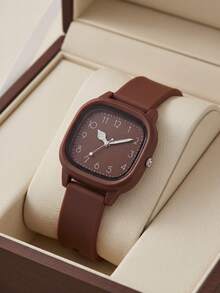 Women's Casual Square Silicone Strap Minimalist Arabic Numeral Dial Quartz Wrist Watch, Perfect Gift For Birthday, Christmas, Valentine's Day - Style 1 - View 3