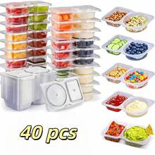 1/20/40pcs Reusable Snack Sauce Fruit Food Storage Containers With Lids, Dual Compartment Leak-Proof Sealed, PP Material, Portable Meal Camping Use, Freezer- Divided Storage Box, Kitchen Spice Seasoning Organizer, Meal Prep Essential - Clear - View 12