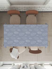 1pc, Haze Blue Minimalist Line Leaf Tablecloth, Rectangular Tablecloth, Suitable For Picnic Or Party Decoration Tablecloth, Restaurant Decoration, Kitchen Decoration Tablecloth, Birthday Party And Home Decor - Dusty Blue - View 3