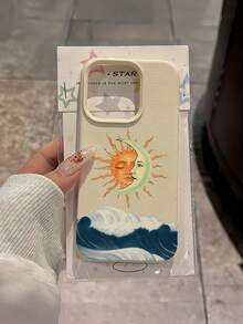 1 buah Casing Ponsel TPU Anti-Jatuh Minimalis Motif Gunung Putih, Laut, Matahari, Bulan, Kompatibel dengan Apple 17 16 15 14 13 12 11 Pro Max Air dan Seri Lainnya - MultiWarna - View 2
