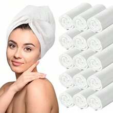 Women's Disposable Quick-Dry Absorbent Towel Cap - Super Absorbent Twist-On Headwrap, Suitable For Long Curly And Thick Hair, Essential For Home And Travel, Anti-Frizz Design, Easy To Wrap Hair, Quick-Dry, Suitable For All Hair Types, Portable Travel Pack, Beach Essential, Back To School Season Favorite - White - View 1