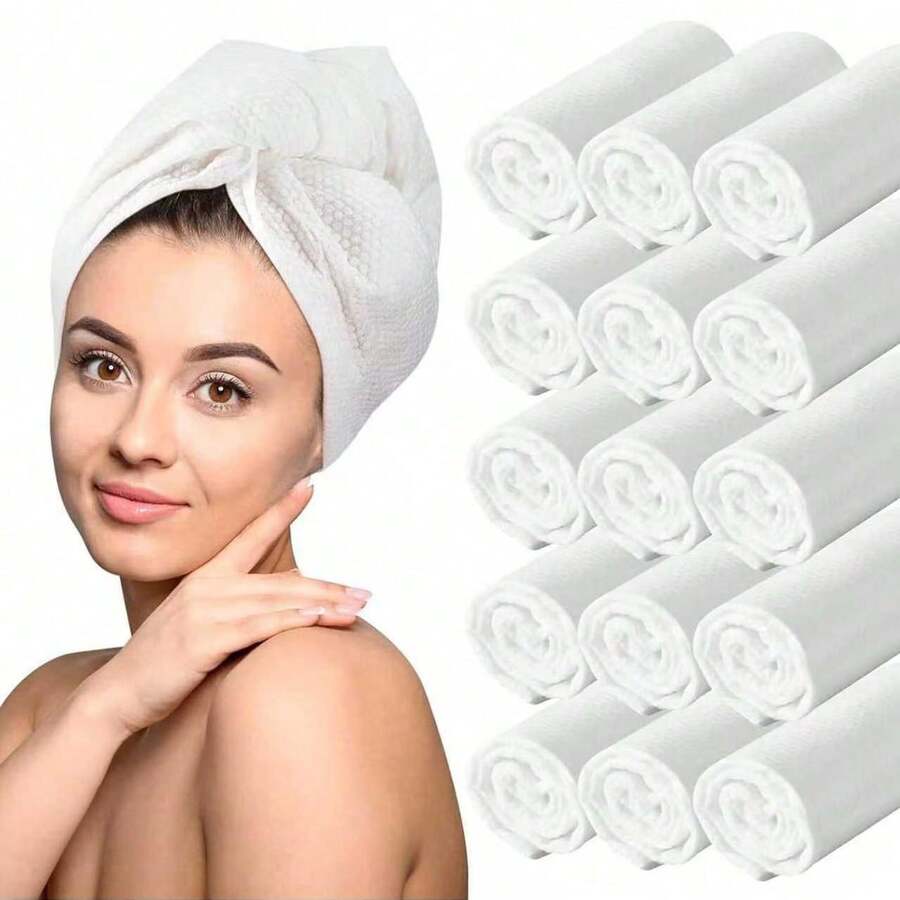 Women's Disposable Quick-Dry Absorbent Towel Cap - Super Absorbent Twist-On Headwrap, Suitable For Long Curly And Thick Hair, Essential For Home And Travel, Anti-Frizz Design, Easy To Wrap Hair, Quick-Dry, Suitable For All Hair Types, Portable Travel Pack, Beach Essential, Back To School Season Favorite - White - View 1