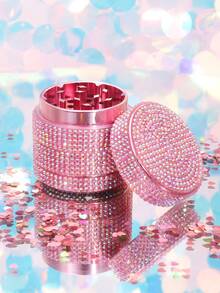 1pc Iridescent Full Rhinestone Luxury Round Multi-Function Grinding Box, Glitter Rhinestone Dried Flower & Spice Crusher, Exquisite Holiday Gift - View 13