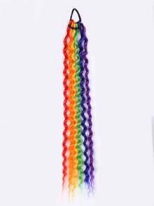 2Pcs 18Inch Long Curly Ponytail With Elastic Hair Rope Hair Extensions Suitable For Daily Wear And Various Holiday Occasions - Multicolor - View 12