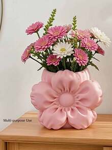 1pc 3D Flower Shaped Desktop Pen Holder, Large Capacity Storage For Stationery And Miscellaneous Items, Say Goodbye To Desk Clutter, Suitable For Desk, Vanity, Office Desk, Office, Study, Home Desktop, Decorative Item With Great Atmosphere - Puff Flower - View 3