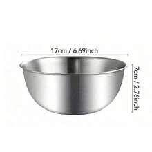 1/3pcs Stainless Steel Mixing Bowl Set, Brushed Metal Finish, Microwave , Round Vegetable Themed Bowl, Suitable For Kitchen Prep And Storage, Perfect For BBQ And Outdoor Cooking - Silver - View 12