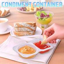 1/20/40pcs Reusable Snack Sauce Fruit Food Storage Containers With Lids, Dual Compartment Leak-Proof Sealed, PP Material, Portable Meal Camping Use, Freezer- Divided Storage Box, Kitchen Spice Seasoning Organizer, Meal Prep Essential - Clear - View 7