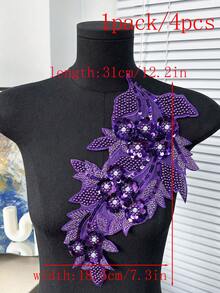 20pcs/Pack, New 3D Computer Embroidered Crystal Rhinestone Applique Patches, Suitable For Clothing Decoration, Repair, DIY Wedding Dress Accessories, Sewing Embroidery Craft - A - View 54