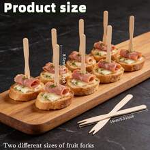 98pcs Disposable Wooden Fruit Forks, Mini (8.5cm/3.34inch) And Regular (14cm/5.51inch) Sizes Available, Appetizer Dessert Cocktail Tasting Forks, Natural Wood Color Party Wedding Afternoon Tea Wooden Forks - Natural Wood Color - View 2