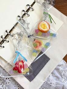 Cute Summer Fruit Bag Keychain, Sweet Strawberry Pendant For Girls, Bag & Phone Charm. Parts Color And Quantity Shipped Randomly. - Silver - View 5