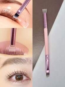 FAMOREYA I Pc Dual Head Lash Lift Brush, Non-Slip Grip & Soft Nylon Bristle, Portable Eyelash Curling Separator Tool, Accessory For Eyelash Perm, Brow Lamination & Eyebrow Tinting - Pink - View 1
